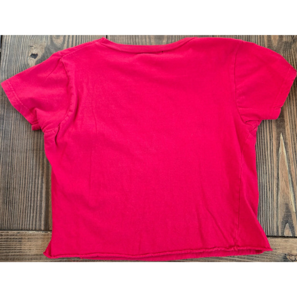 On Fire Womens Love Crop Top T Shirt Large Rainbow Stripe Graphic Pride Baby Tee - Picture 2 of 5